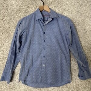 Robert Graham boys blue Paisley knit button down dress shirt Long Sleeve‎ Medium